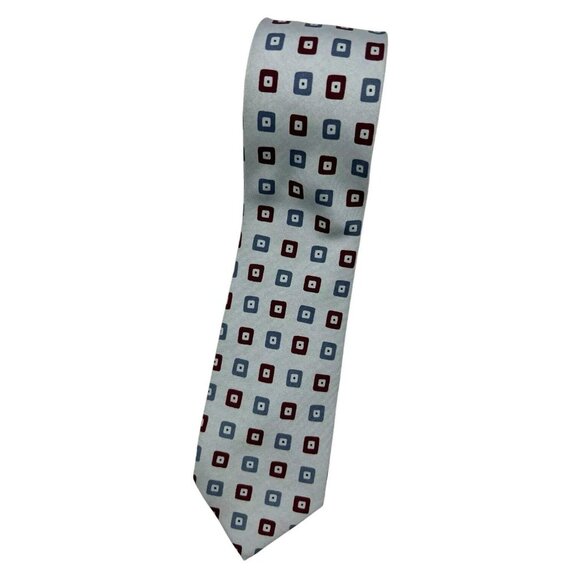 TREND CORNELIANI Men's 100% Silk Necktie LUXURY Tie Blue Geometric W:3.2" EUC